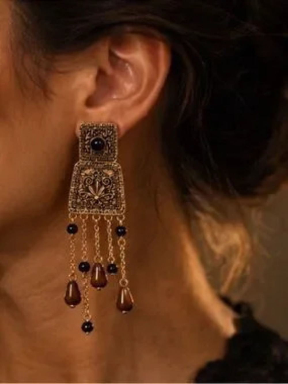 Antique Gold Filigree Chandelier Earrings